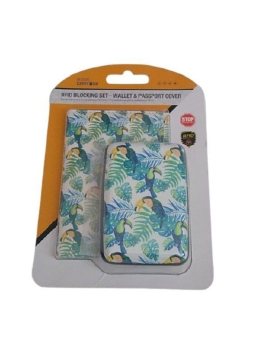 RFID Blocking Wallet & Passport Cover Set, Tropical Birds